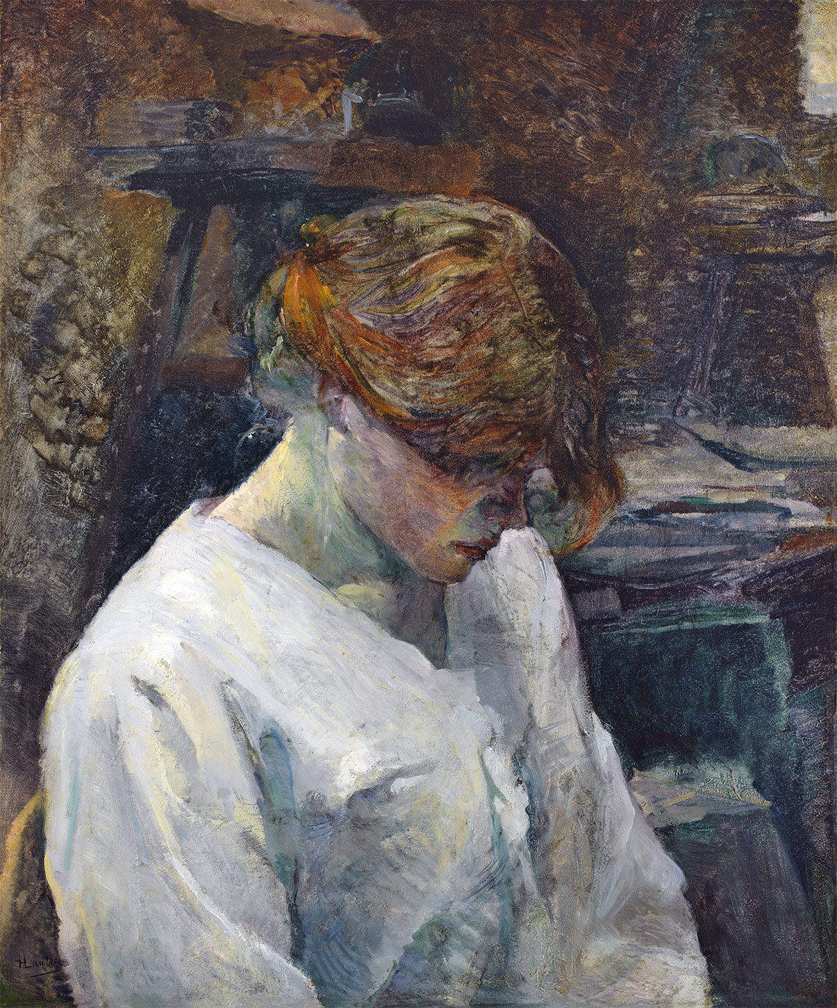 Donna rossa con camicia bianca di Henri Toulouse-Lautrec. 1889