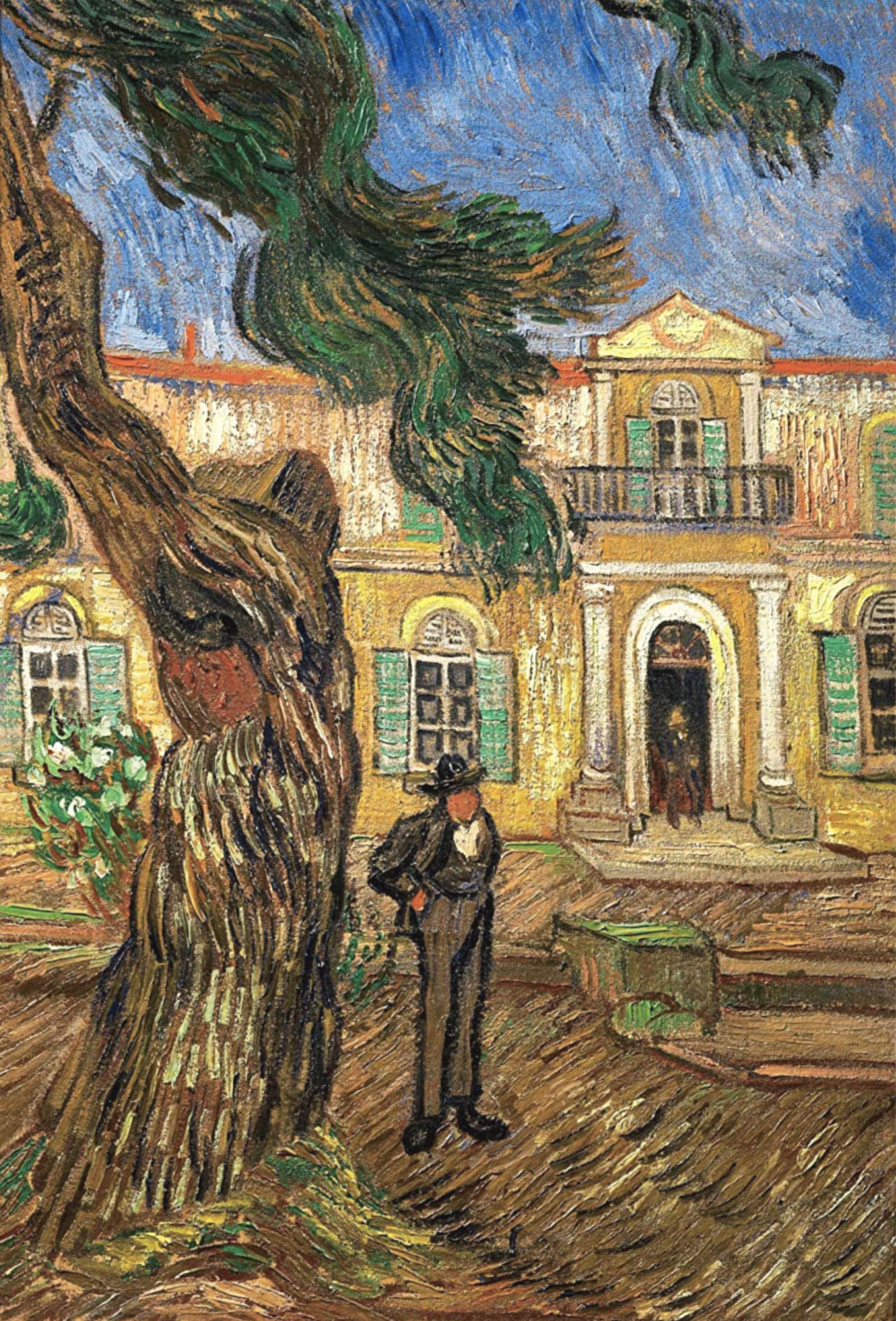 Davanti al manicomio di Saint R&eacute;my di Vincent Van Gogh. Olio su tela. 1889.